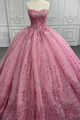 Quinceanera Dresses Romantic Court Train Ball Gown Strapless Pleated