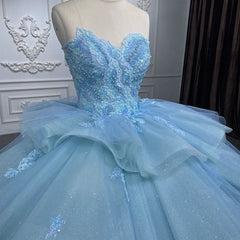 Quinceanera Dresses Romantic Princess Sleeveless Quinceanera Dresses Ruffle Strapless Sequins Ball Gown