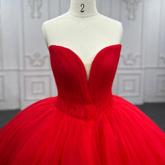 Quinceanera Dresses Simple Red Sweetheart Party Dresses Ruched Sleeveless Prom Dresses Ball Gown