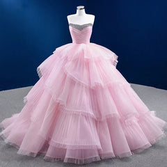 Quinceanera Dresses Simple Tiered Ball Gown Elegant Lace Up Long Evening Dresses with Diamonds