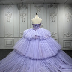 Quinceanera Dresses  Strapless Ball Gown Crystal  Lavender