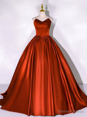 Red Satin Strapless Quinceanera Dress