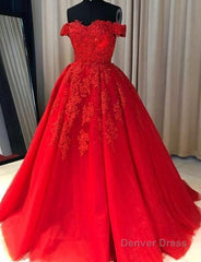 Off Shoulder Lace A Line Long Custom Evening Prom Dresses