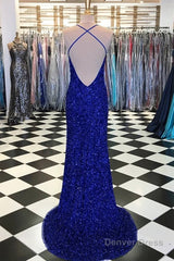 Royal Blue Sequin Mermaid Prom Dress