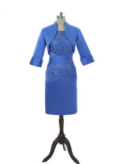 Royal Blue Sheath Knee Length Mother Of The Bride Dresses