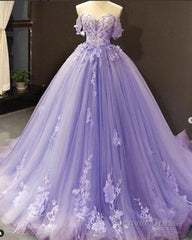 Princess Quinceanera Dresses Off The Shoulder Applique Sweet 16 Party Prom Gowns