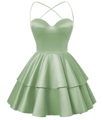 Sage Green Satin Homecoming Dress Sweetheart Neck Noten Short Graduation Dresses