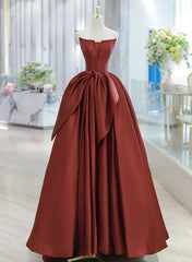 Satin Long Simple Formal Dresses Evening Dresses, Satin Lace-up Prom Dresses