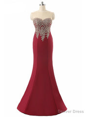 Sexy Backless Red Mermaid Lace Appliques Evening Gowns