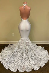 Sexy Hater Deep V-Neck Backless Ivory Prom Dress with Flowers Bottom