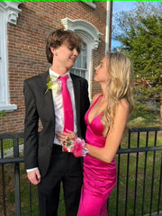 Seksikäs merenneito pitkä kuuma vaaleanpunainen prom -mekko 22. syntymäpäiväasut