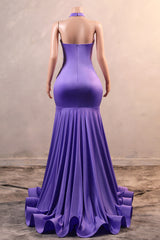 Sexy Purple Mermaid Dresses Prom Vestidos fuertemente boading Women Vestidos de noche Cuello Halter