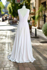 Sheath Floor Length V-Neck Chiffon Bridesmaid Dresses