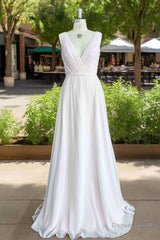 Sheath Floor Length V-Neck Chiffon Bridesmaid Dresses