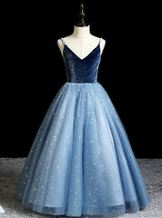 Shop For Cute Blue Ball Gown Tulle Spagehtti Straps Sequins Flwoer Girl Dresses