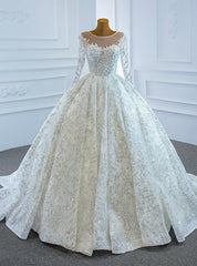 Shop Sexy White Ball Gown Sequins Long Sleeve Pleats Wedding Dresses