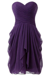 Short Knee Length Sweetheart Chiffon Pleats Bridesmaid Dress