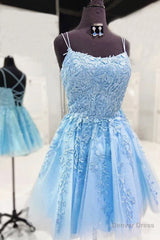 Short Light Lace Prom Dresses, Short Lace Graduation Homecoming Dresses