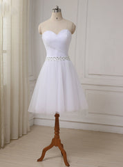 Short Sweetheart Tulle Bridal Little White Wedding Dresses