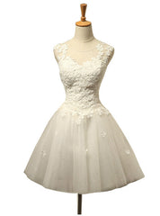 Short Wedding Dresses Knee Length Tulle White Wedding Dresses