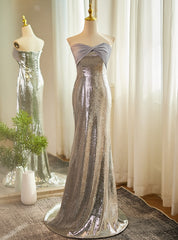 Silver Mermaid Sequins Sweetheart Prom Dress