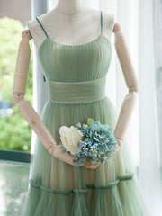 Simple Aline Tulle Green Short Prom Dresses, Tulle Green Homecoming Dresses