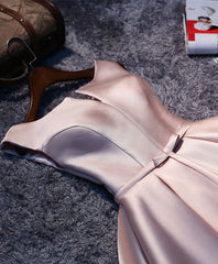 Simple Pink A Line Satin Short Prom Dresses, Pink Homecoming Dresses