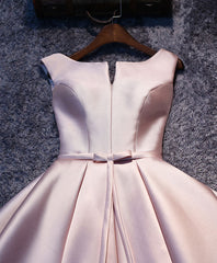 Simple Pink A Line Satin Short Prom Dresses, Pink Homecoming Dresses