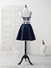 Simple Sweetheart Dark Blue Short Prom Dresses Blue Homecoming Dresses