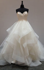 Simple Sweetheart Neck Tulle Long Wedding Dresses,Corset Back Bridal Gown