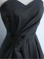 Simple Sweetheart Satin Short Black Prom Dresses, Black Homecoming Dresses