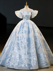 Sky Blue Tulle Off the Shoulder Quinceanera Dresses