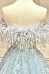 Strapless Feather A-line Cute Homecoming Dresses