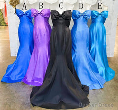 Strapless Mermaid Long Prom Dresses with a Neckline Bow