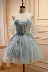 Sparkly Tulle Short Prom Dresses with Beading, Shiny New Style Homecoming Gown