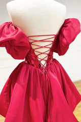 Stylish A Line Off the Shoulder Red Short Homecoming Dresses with Crystal