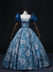 Sweet 16 Blue Strapless Print Quinceanera Dress