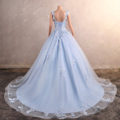 Süße 16 Korsett Binde Back Ballkleid Hellblau Quinceanera Kleider Zug ärmellose Schatz Tüll Cowl Rücken mit Perlen Applikationen