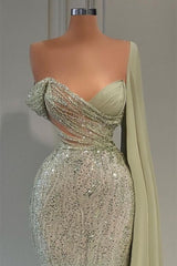 Sweetheart Strapless One Shoulder Sequined Floor-length Mermaid Prom Dresses