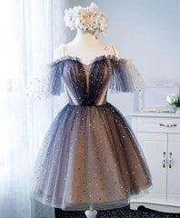 Sweetheart V-neck Starlit Cloud Tulle Mini Length Homecoming Dresses