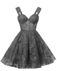 Teens Sparkly Tulle Black Homecoming Dresses Spaghetti Straps Short Cocktail Party Prom Dresses