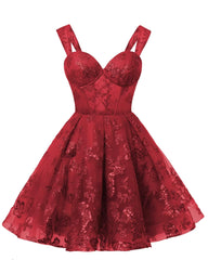 Teens Sparkly Tulle Red Homecoming Dresses Spaghetti Straps Short Cocktail Party Prom Dresses