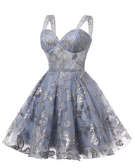 Teens Sparkly Tulle Royal Blue Homecoming Dresses Spaghetti Straps Short Cocktail Party Prom Dresses