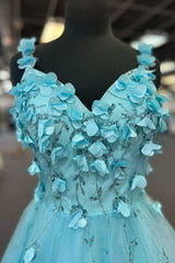 Tiffany Blue 3D Floral Lace Sweetheart Backless A-Line Short Party Dresses