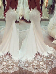 Trumpet/Mermaid Straps Court Train Silk like Satin Wedding Dresses