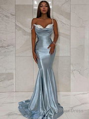 Trumpet/Mermaid Straps Sweep Train Prom Dresses With Ruffles