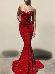 Trumpet/Mermaid Sweetheart Court Train Velvet Sequins Prom Dresses With Ruffles