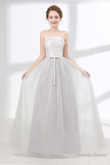 Tulle & Satin Strapless Neckline A-line Bridesmaid Dresses With Bowknot