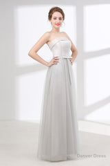 Tulle & Satin Strapless Neckline A-line Bridesmaid Dresses With Bowknot