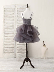 Unique Sweetheart Tulle Beads Short Prom Dresses Cute Homecoming Dresses